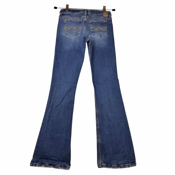 VTG. Mudd Womens Flare Leg Blue Denim Size 5 Jeans 90s Western Boho Style Y2k - Picture 2 of 9